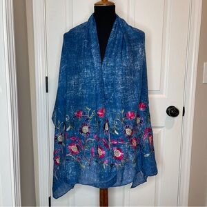 Woman, summer cotton fashion  embroidery scarf